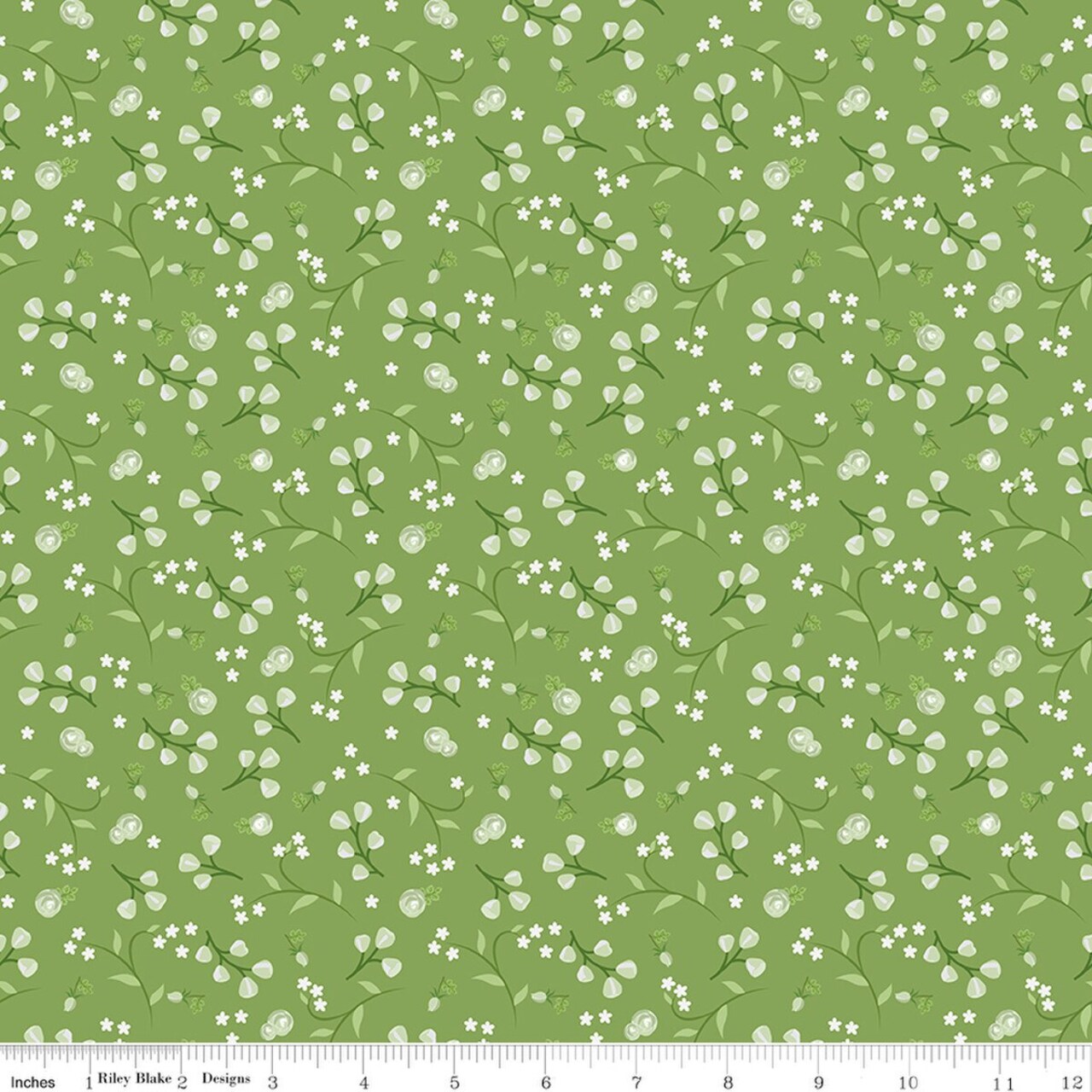 Fabric Riley Blake Green Floral Front Porch by the Quarter Yard C17215-GREEN